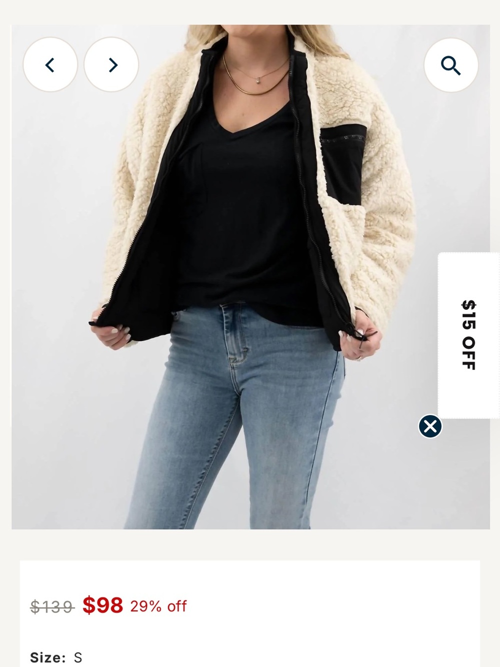 Z Supply Cream Sherpa Jacket with Black Trim